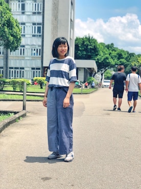 「go slow caravan」｜「アイテム（スラックス）」を使った、Shihting Shenさん（レディース・158cm）の春コーディネート
