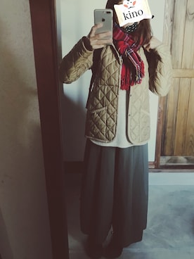 「LAVENHAM（ラベンハム）のアイテム（ブルゾン）」を使った、キノさん（レディース・156cm）の秋コーディネート