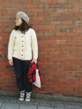 「Handmade（ハンドメイド）のアイテム（その他アウター）」を使った、coko さん（レディース・154cm）の冬コーディネート