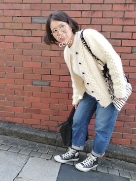 「Handmade（ハンドメイド）のアイテム（その他アウター）」を使った、coko さん（レディース・154cm）の秋コーディネート