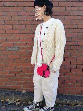「Handmade（ハンドメイド）のアイテム（その他アウター）」を使った、coko さん（レディース・154cm）の秋コーディネート