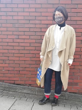 「mercibeaucoup,（メルシーボークー）のアイテム（ジャケット/アウター）」を使った、coko さん（レディース・155cm）の春コーディネート