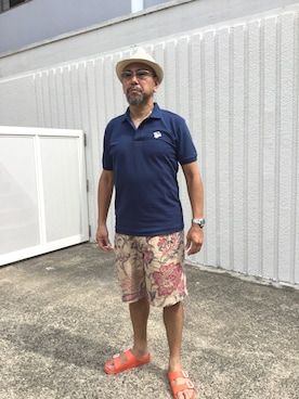 「アパレル」｜「アイテム（サンダル）」を使った、クリオヤジ山城さん（メンズ・173cm）の夏コーディネート