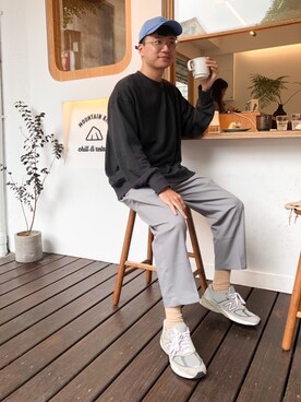 「plain-me（プレインミー）のアイテム（スラックス）」を使った、Alex🇹🇼さん（メンズ・175cm）の秋コーディネート