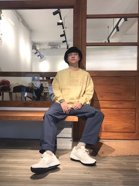 「MANUAL ALPHABET（マニュアル アルファベット）のアイテム（パンツ）」を使った、Alex🇹🇼さん（メンズ・175cm）の秋コーディネート