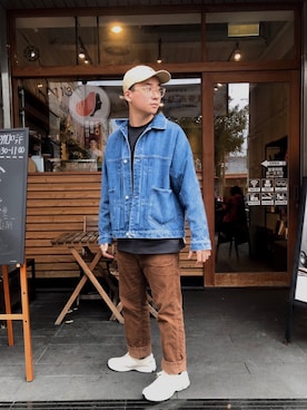 「plain-me（プレインミー）のアイテム（デニムジャケット）」を使った、Alex🇹🇼さん（メンズ・175cm）の秋コーディネート