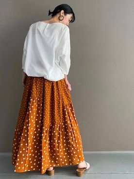 「オレンジスカート」｜yuka5942さん（レディース・160cm）の春コーディネート