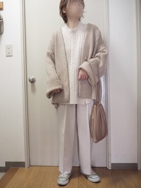 「消えそうな色コーデ」｜「アイテム（その他アウター）」を使った、miki☺︎♡さん（レディース・160cm）の冬コーディネート