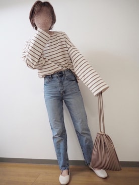 「ハイウエストストレートジーンズ」｜miki☺︎♡さん（レディース・160cm）の春コーディネート