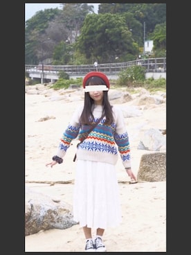 「アイテム（ドレス、ホワイト系）」を使った、𝐒𝐀𝐌𝐀𝐍 ☽さん（レディース・158cm）の冬コーディネート