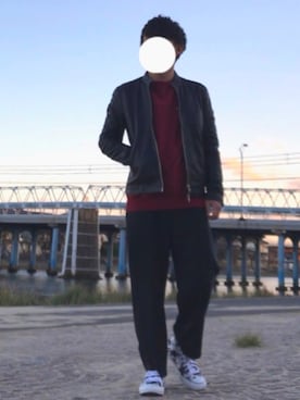 「417 EDIFICE（フォーワンセブンエディフィス）のアイテム（ライダースジャケット）」を使った、zushiさん（メンズ・166cm）の秋コーディネート