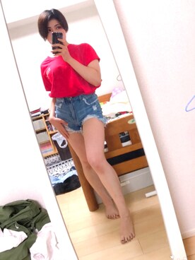 「VENCE（ヴァンス）のアイテム（パンツ）」を使った、rykさん（レディース・158cm）の夏コーディネート