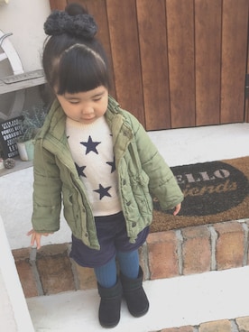「DENIM DUNGAREE（デニムダンガリー）のアイテム（その他アウター）」を使った、shiiizuku♡さん（キッズ・80cm）の春コーディネート
