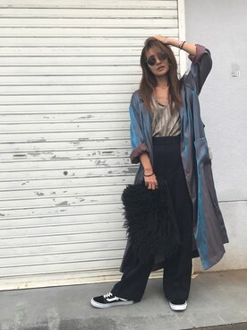 「CLANE（クラネ）のアイテム（クラッチバッグ）」を使った、mayuminさん（レディース・160cm）の秋コーディネート