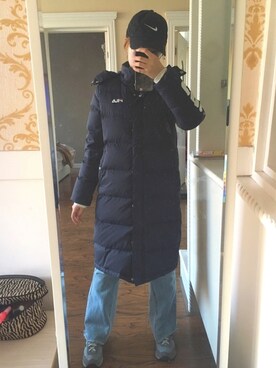 「FILA（フィラ）のアイテム（ダウンジャケット/コート）」を使った、立花雨树さん（レディース・155cm）の春コーディネート