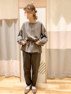 「Samansa Mos2 blue」｜「アイテム（バレエシューズ）」を使った、つ  ぐ  🐥さん（レディース・153cm）の秋コーディネート
