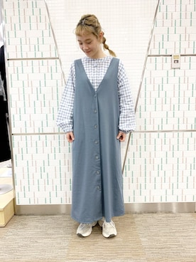 「Samansa Mos2 blue（サマンサモスモスブルー）のアイテム（シャツワンピース）」を使った、つ  ぐ  🐥さん（レディース・153cm）の春コーディネート