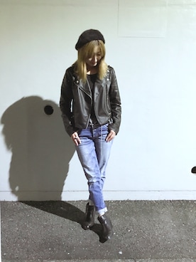 「RAY CASSIN（レイカズン）のアイテム（ハンチング/ベレー帽）」を使った、Shionさん（レディース・156cm）の秋コーディネート