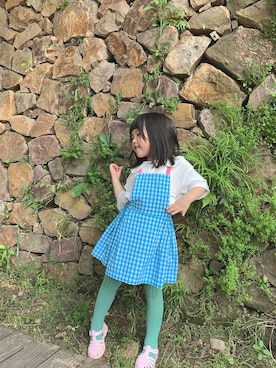 「no brand（ノーブランド）のアイテム（ジャンパースカート）」を使った、ppppppppinkさん（キッズ・110cm）の春コーディネート