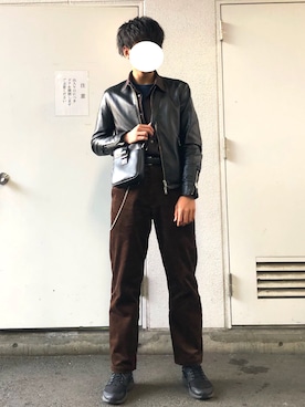「417 EDIFICE（フォーワンセブンエディフィス）のアイテム（ライダースジャケット）」を使った、ShoRaさん（メンズ・181cm）の秋コーディネート