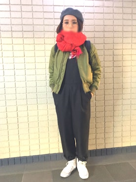 「A part by（アパートバイ）のアイテム（MA-1）」を使った、mitsuoさん（レディース・162cm）の冬コーディネート