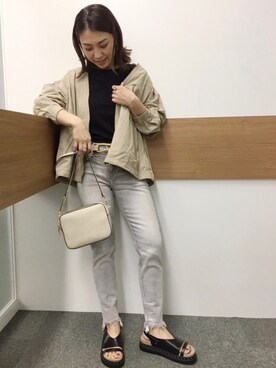 「Rouge vif（ルージュヴィフ）のアイテム（ブルゾン）」を使った、知名 エリカさん（レディース・151cm）の春コーディネート