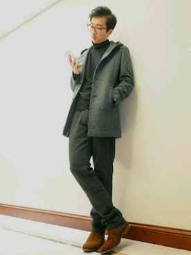 「Loake（ローク）のアイテム（ブーツ）」を使った、Laundsallynさん（メンズ・183cm）の冬コーディネート
