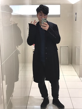 「A.P.C.（アーペーセー）のアイテム（ブーツ）」を使った、papa Hiroshi さん（メンズ・169cm）の冬コーディネート