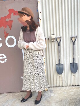 「OZOC（オゾック）のアイテム（キャスケット）」を使った、moemiさん（レディース・158cm）の秋コーディネート