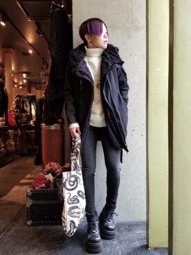 「KMRii（ケムリ）のアイテム（ブルゾン）」を使った、あやさん（レディース・170cm）の秋コーディネート