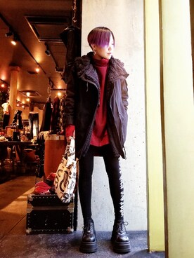 「KMRii（ケムリ）のアイテム（ブルゾン）」を使った、あやさん（レディース・170cm）の秋コーディネート
