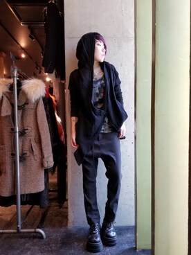 「KMRii（ケムリ）のアイテム（ジャケット/アウター）」を使った、あやさん（レディース・170cm）の冬コーディネート