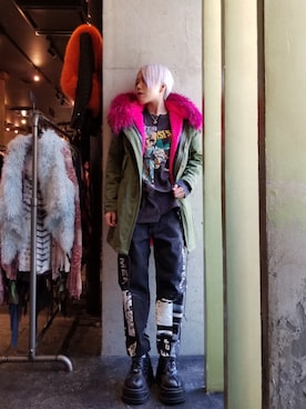 「ストリート服が好き」｜「アイテム（ダウンジャケット/コート）」を使った、あやさん（レディース・170cm）の冬コーディネート