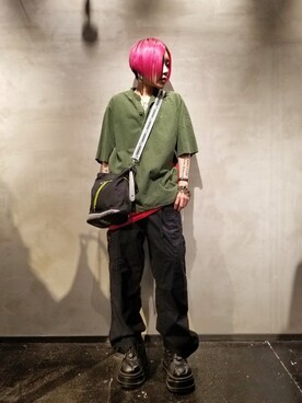 「ISAMU KATAYAMA BACKLASH（イサムカタヤマバックラッシュ）のアイテム」を使った、あやさん（レディース・170cm）の春コーディネート