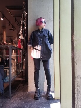 「SUPER THANKS（スーパーサンクス）のアイテム」を使った、あやさん（レディース・170cm）の夏コーディネート