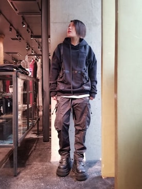 「SUPER THANKS（スーパーサンクス）のアイテム」を使った、あやさん（レディース・170cm）の秋コーディネート