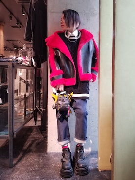 「ROYAL FLASH（ロイヤルフラッシュ）のアイテム（ブルゾン）」を使った、あやさん（レディース・170cm）の冬コーディネート