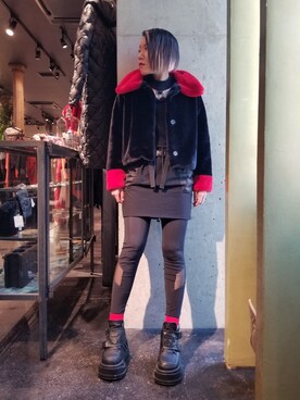 「GCDS」｜「アイテム（ジャケット/アウター）」を使った、あやさん（レディース・170cm）の冬コーディネート