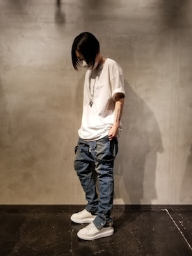 「ISAMU KATAYAMA BACKLASH（イサムカタヤマバックラッシュ）のアイテム」を使った、あやさん（レディース・170cm）の夏コーディネート