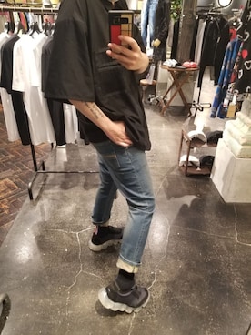 「ISAMU KATAYAMA BACKLASH（イサムカタヤマバックラッシュ）のアイテム」を使った、あやさん（レディース・170cm）の夏コーディネート