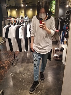 「ISAMU KATAYAMA BACKLASH（イサムカタヤマバックラッシュ）のアイテム」を使った、あやさん（レディース・170cm）の夏コーディネート