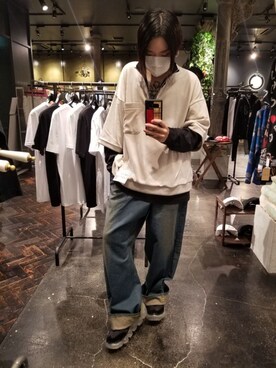 「ISAMU KATAYAMA BACKLASH（イサムカタヤマバックラッシュ）のアイテム」を使った、あやさん（レディース・170cm）の夏コーディネート