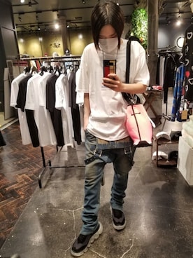 「ISAMU KATAYAMA BACKLASH（イサムカタヤマバックラッシュ）のアイテム」を使った、あやさん（レディース・170cm）の夏コーディネート