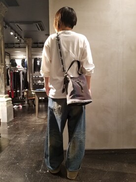「ISAMU KATAYAMA BACKLASH（イサムカタヤマバックラッシュ）のアイテム」を使った、あやさん（レディース・170cm）の夏コーディネート