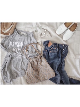 「Maison Kitsune（メゾンキツネ）のアイテム（Tシャツ/カットソー）」を使った、atelier bloomさん（レディース・152cm）の夏コーディネート