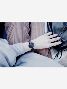 「Daniel Wellington（ダニエルウェリントン）の販売終了クラシックペティット アッシュフィールド32mm（アナログ腕時計）」を使った、atelier bloomさん（レディース・152cm）の冬コーディネート