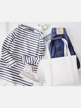 「アイテム（バッグ、ホワイト系）」を使った、atelier bloomさん（レディース・152cm）の春コーディネート