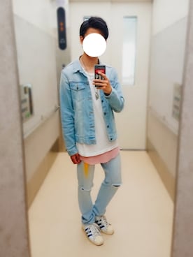 「WEGO（ウィゴー）のWEGO/スラブワッフルラウンドロングタンクトップ（タンクトップ）」を使った、ぴーらおさん（メンズ・170cm）の春コーディネート