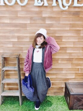 「DRESKIP（ドレスキップ）のアイテム（ニットキャップ/ビーニー）」を使った、miss＊さん（レディース・148cm）の冬コーディネート