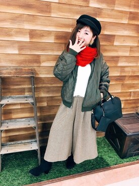 「リバーシブル」｜「アイテム（キャスケット）」を使った、miss＊さん（レディース・148cm）の冬コーディネート